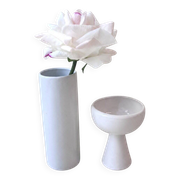 Single flower vase and candlestick in porcelain