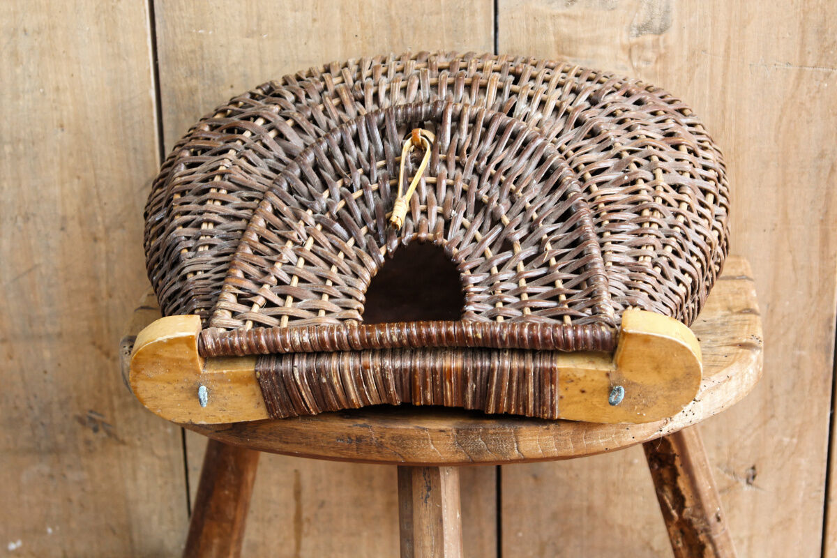 Rattan braided fishing basket