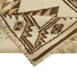 Handwoven wool anatolian beige runner carpet 108 cm x 355 cm