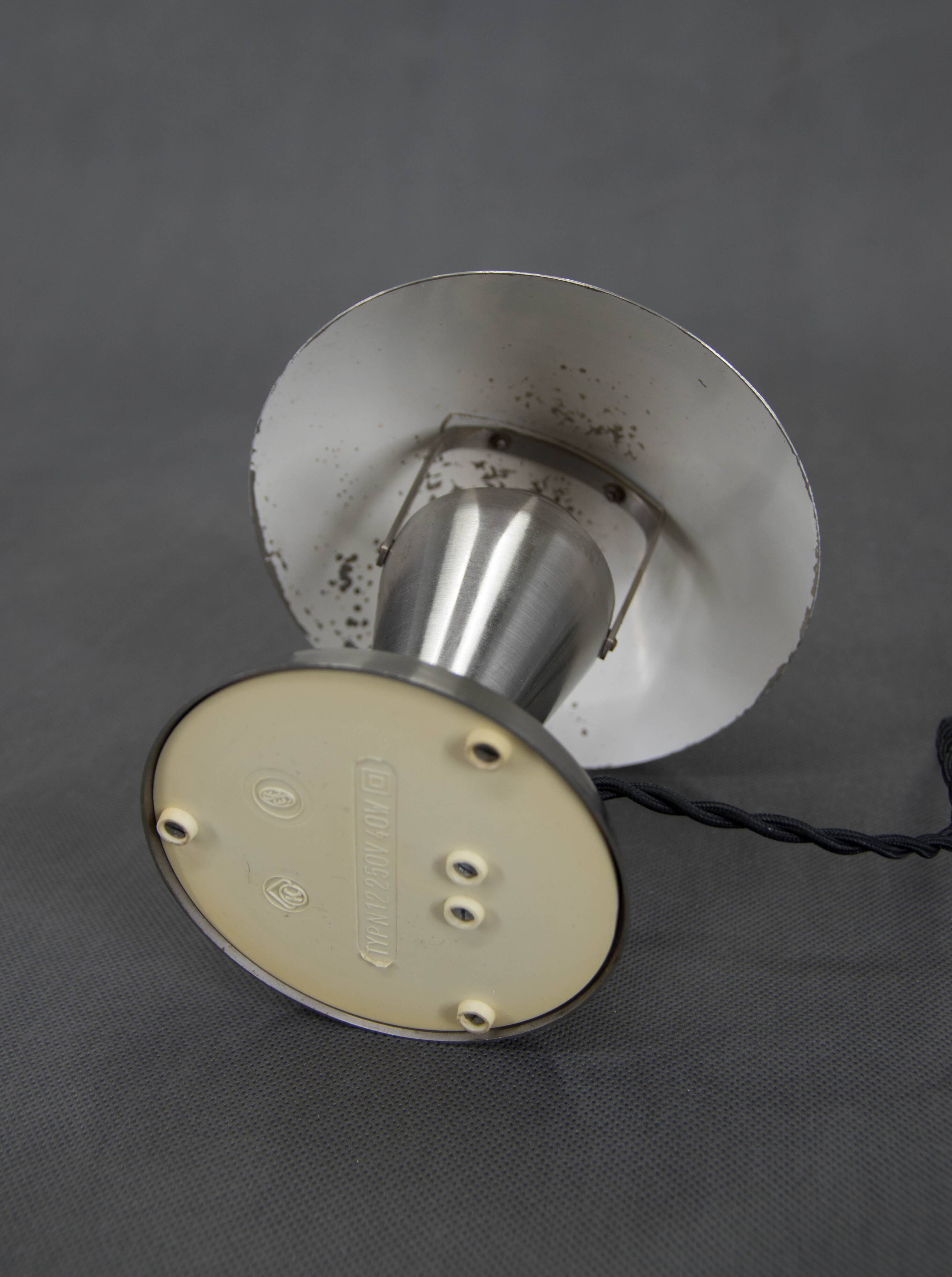 Bauhaus  Nickel "Mushroom" Table Lamp, Czechoslovakia, 1930s