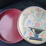 Old large chocolate box in painted cardboard Art Deco style
