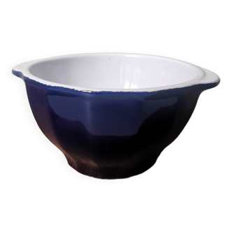 Vintage blue fluted ear bowl Émile Henry numbered