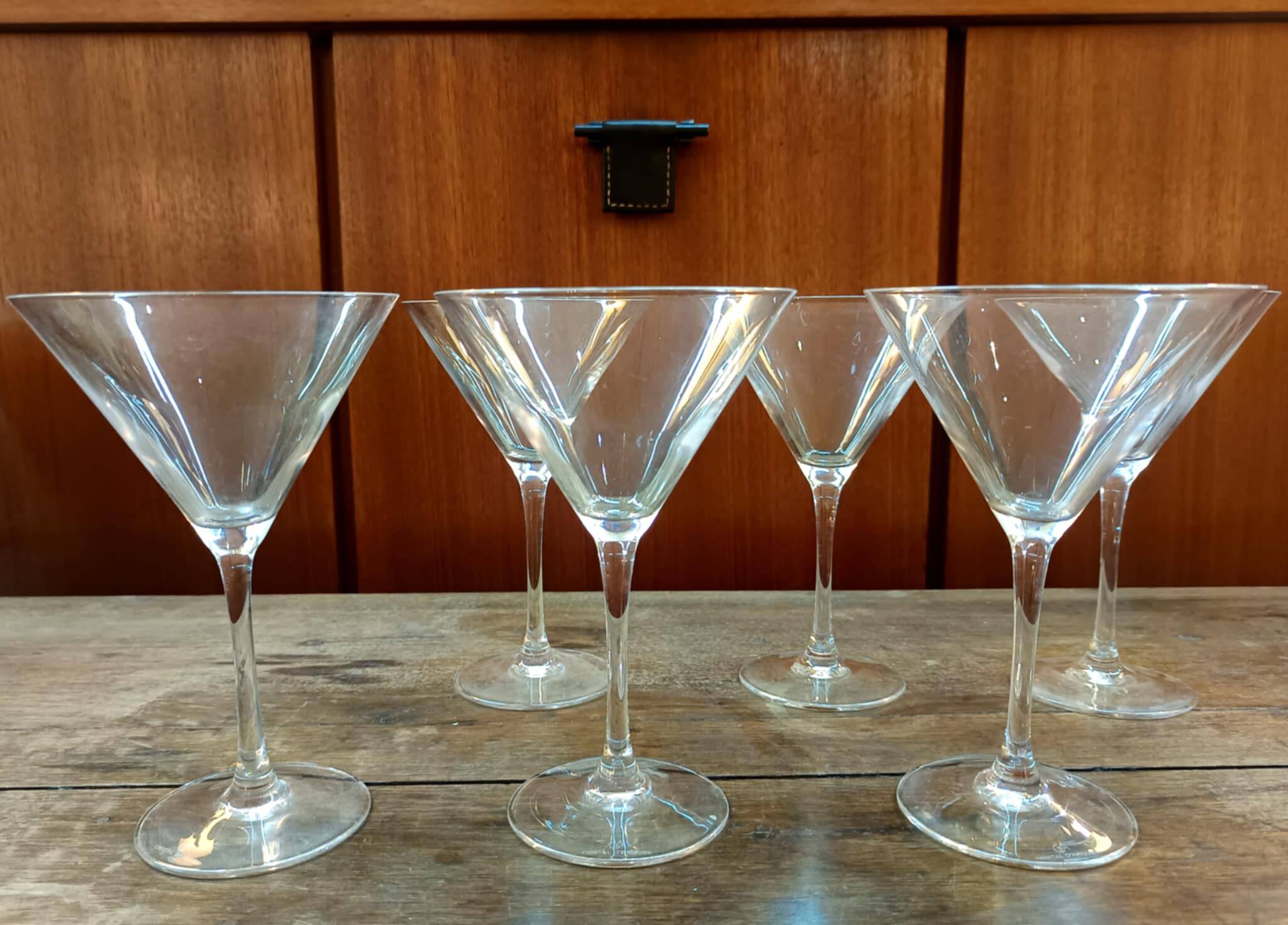 Six Cristal d'Arques martini cocktail glasses