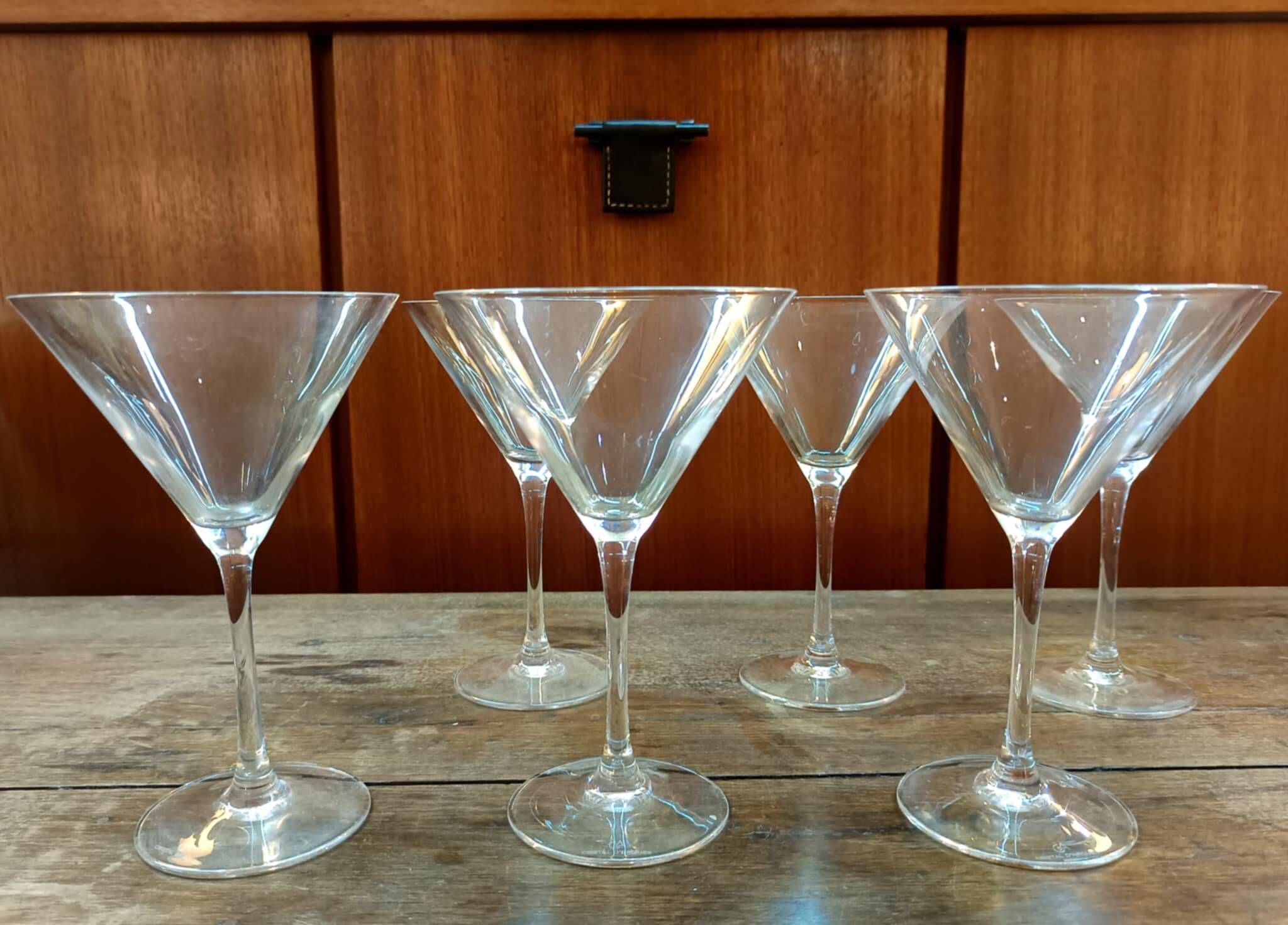 Six Cristal d'Arques martini cocktail glasses