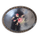 Hand-painted tray in enamelled sheet metal with a bouquet of Napoleon flowers