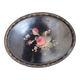 Hand-painted tray in enamelled sheet metal with a bouquet of Napoleon flowers