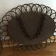 Vintage sun mirror in 60s rattan with rattan fastener 57x40cm