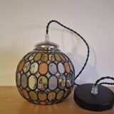 Globe suspension with stained glass effect, superb play of light