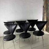 6 black leatherette metal chairs from Lubke, Germany, 1990s