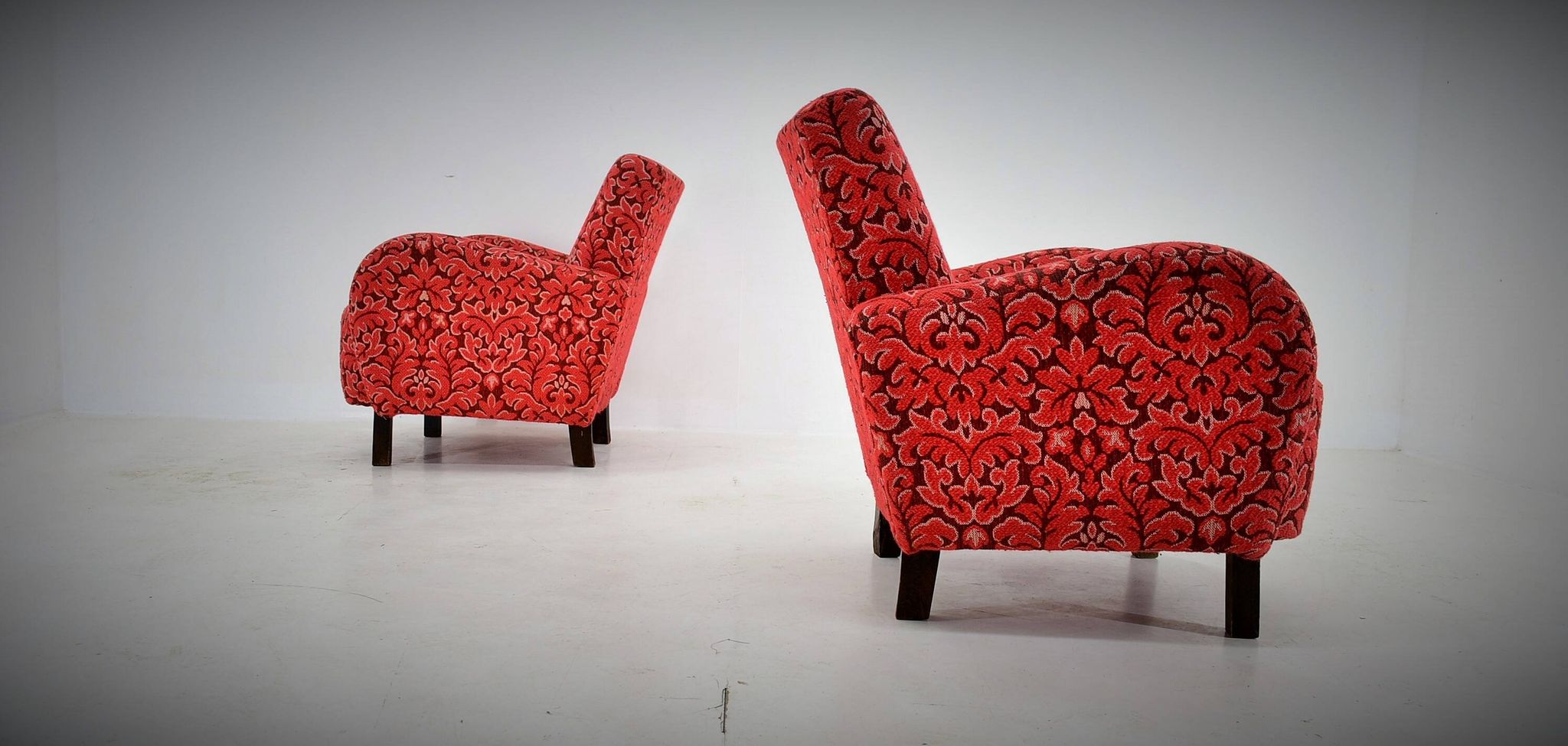 Set of two rare art deco armchairs h-283 by jindřich halabala, 1949s