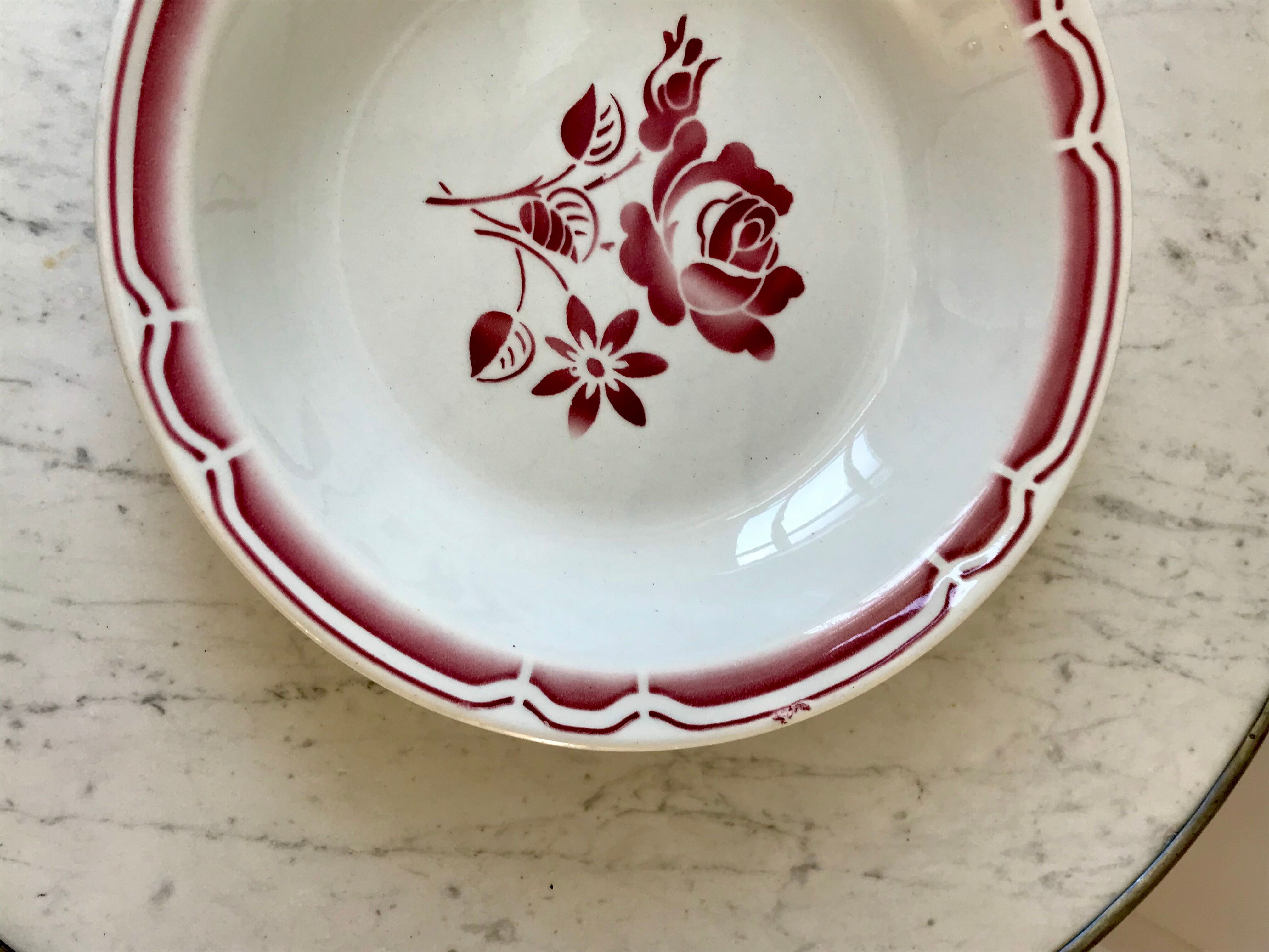 Plat creux badonviller à fleurs années 30
