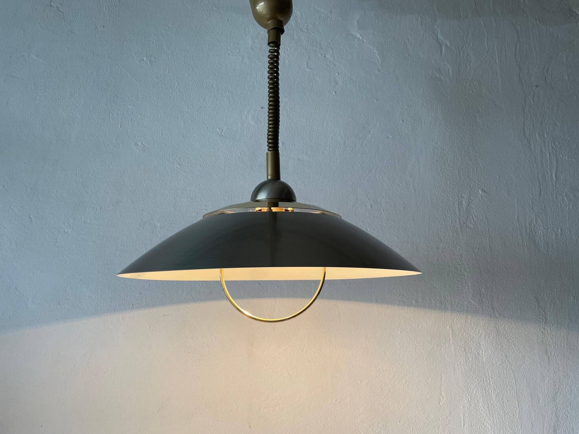 Suspended lamp in chrome and gold metal by TZ, 1970s, Germany.