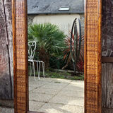 Mirror maugrion, bamboo and rattan, vintage, 80s