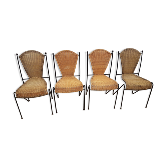 Vintage wicker and black steel chair