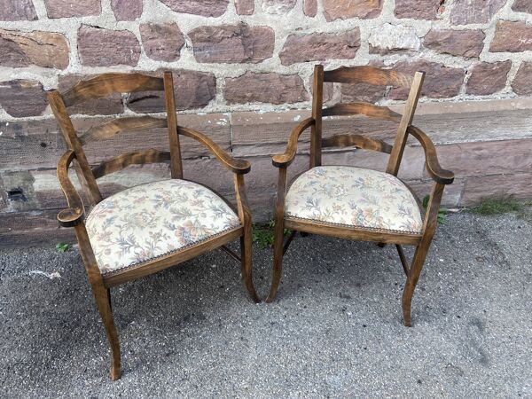 2 fauteuils type Bridge Art déco Néo classique salon style vintage 1950s