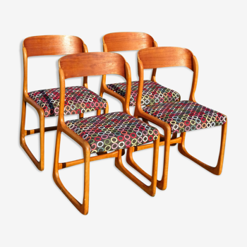 4 chaises traîneau Baumann vintage
