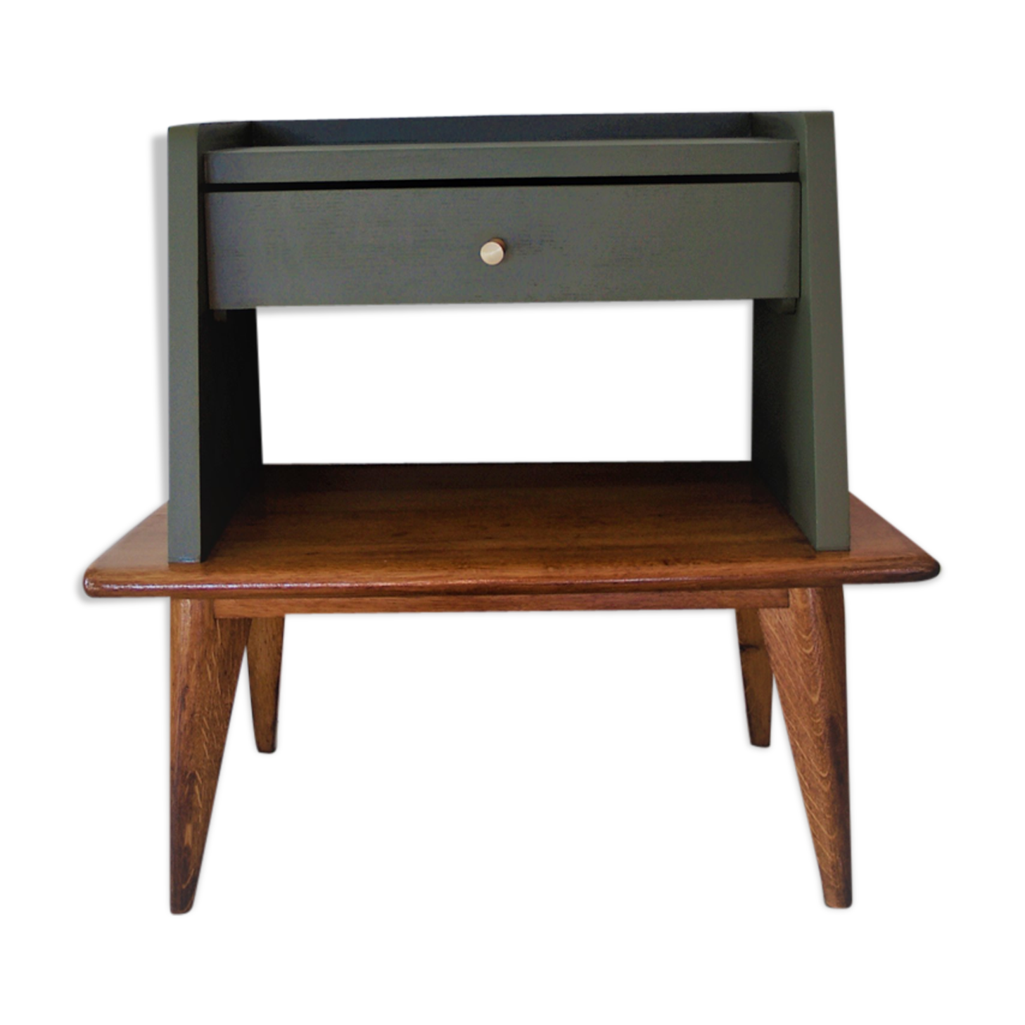 Vintage feet compass oak bedside table