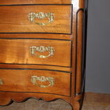 Curved chest of drawers Louis XV in blond walnut XVIII