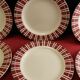 Lot 6 plates dessert faience vintage white red décor 9611 Sarreguemines