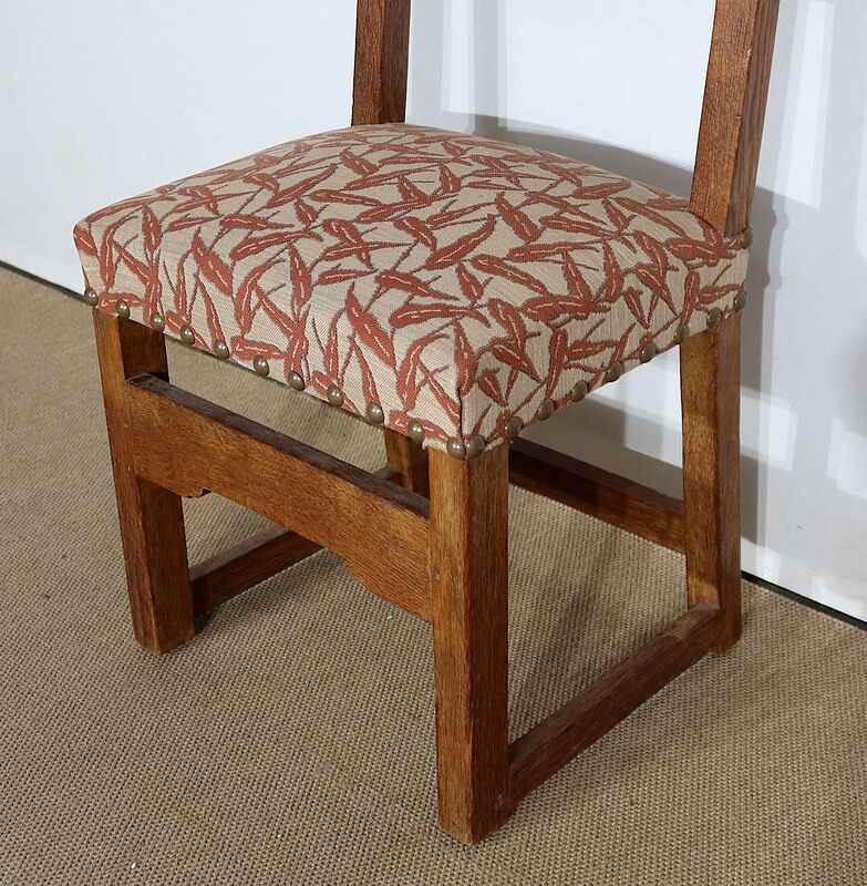 Suite of 4 oak chairs, monastic taste – early twentieth