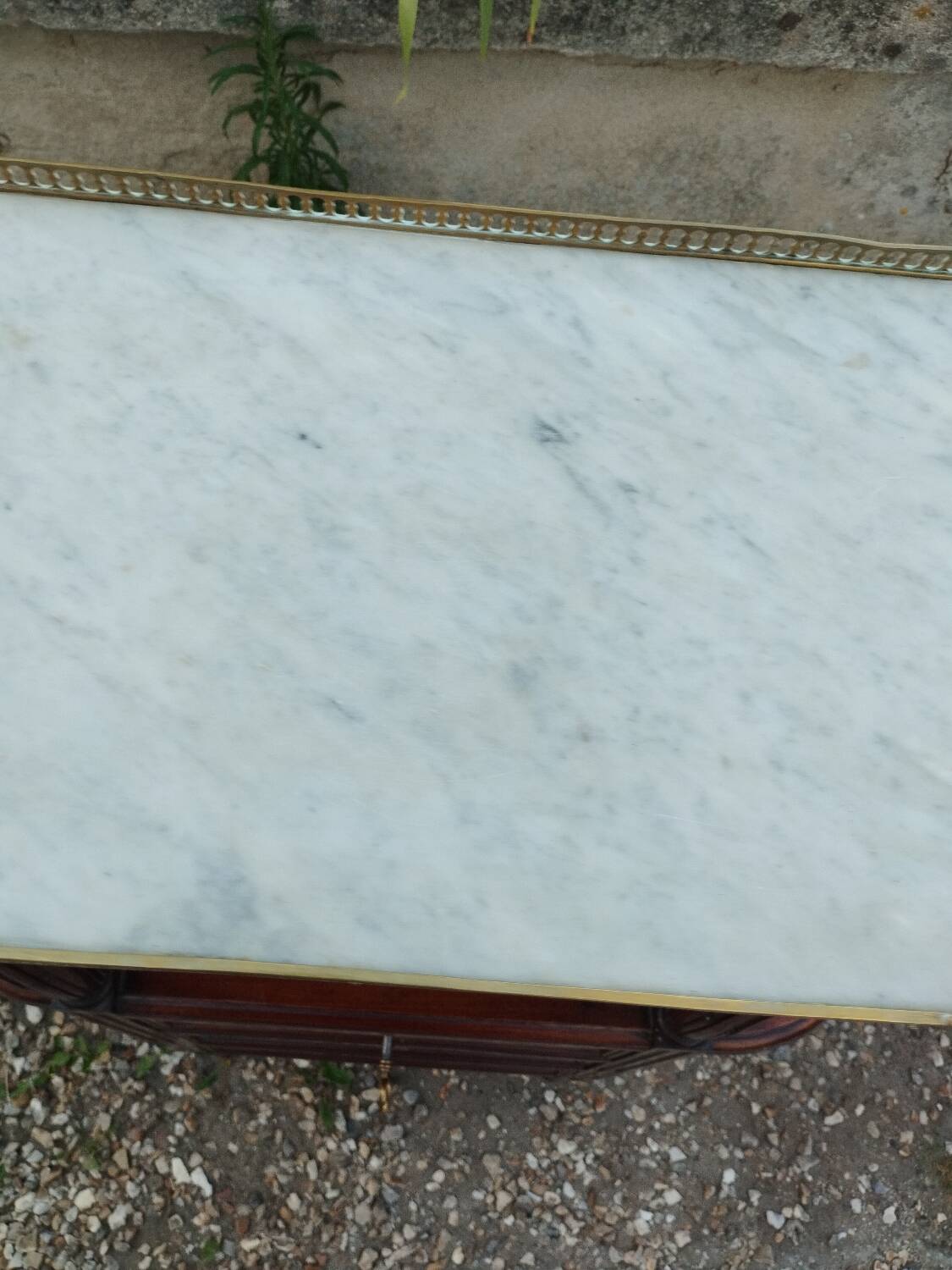 Antique Louis XVI style chest of drawers with marble top