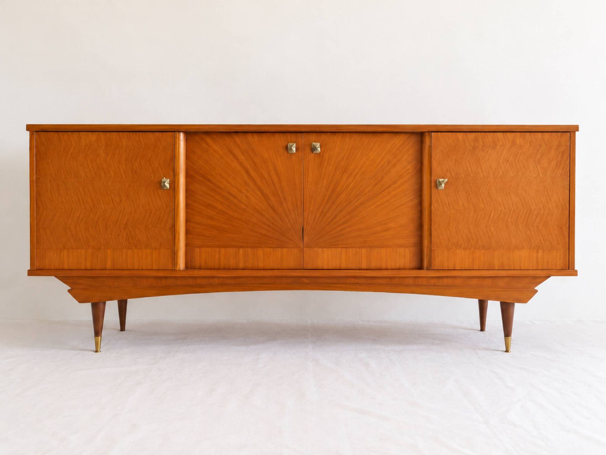 Vintage enfilade from the 50s-60s in geometric fan marquetry.
