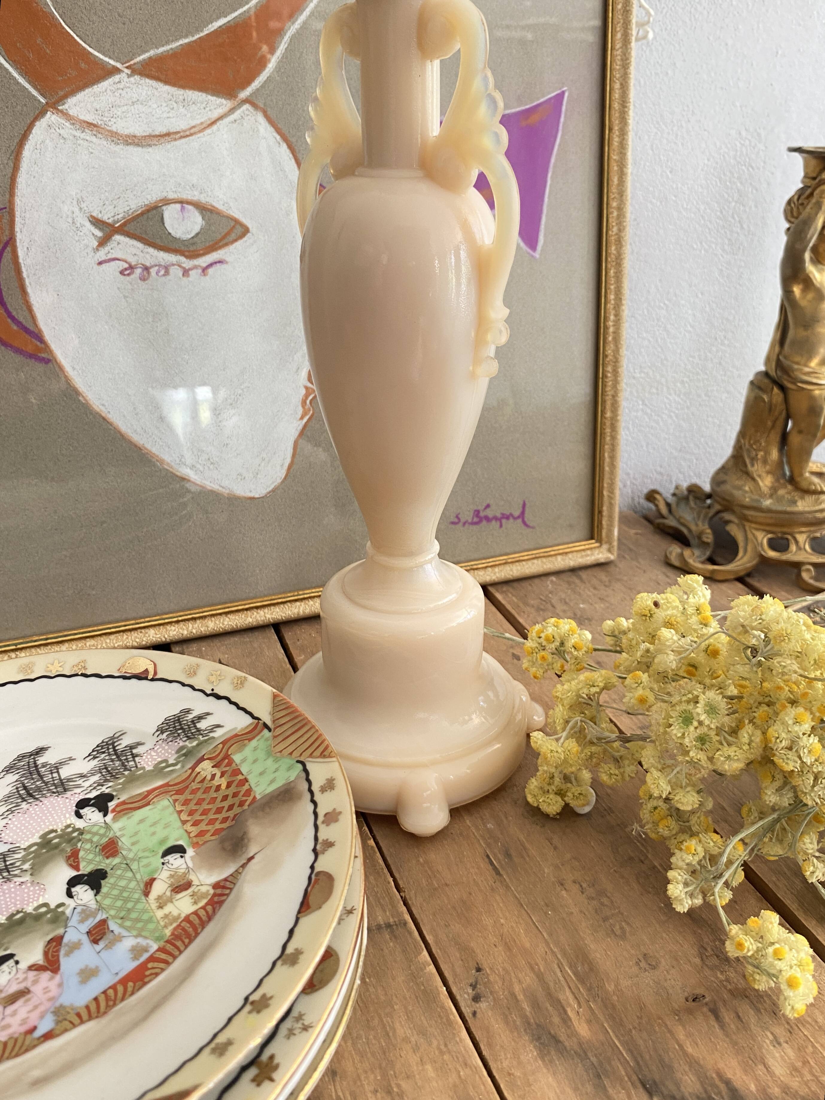 Lampe verre, câble tissu 2 M, abat-jour coton