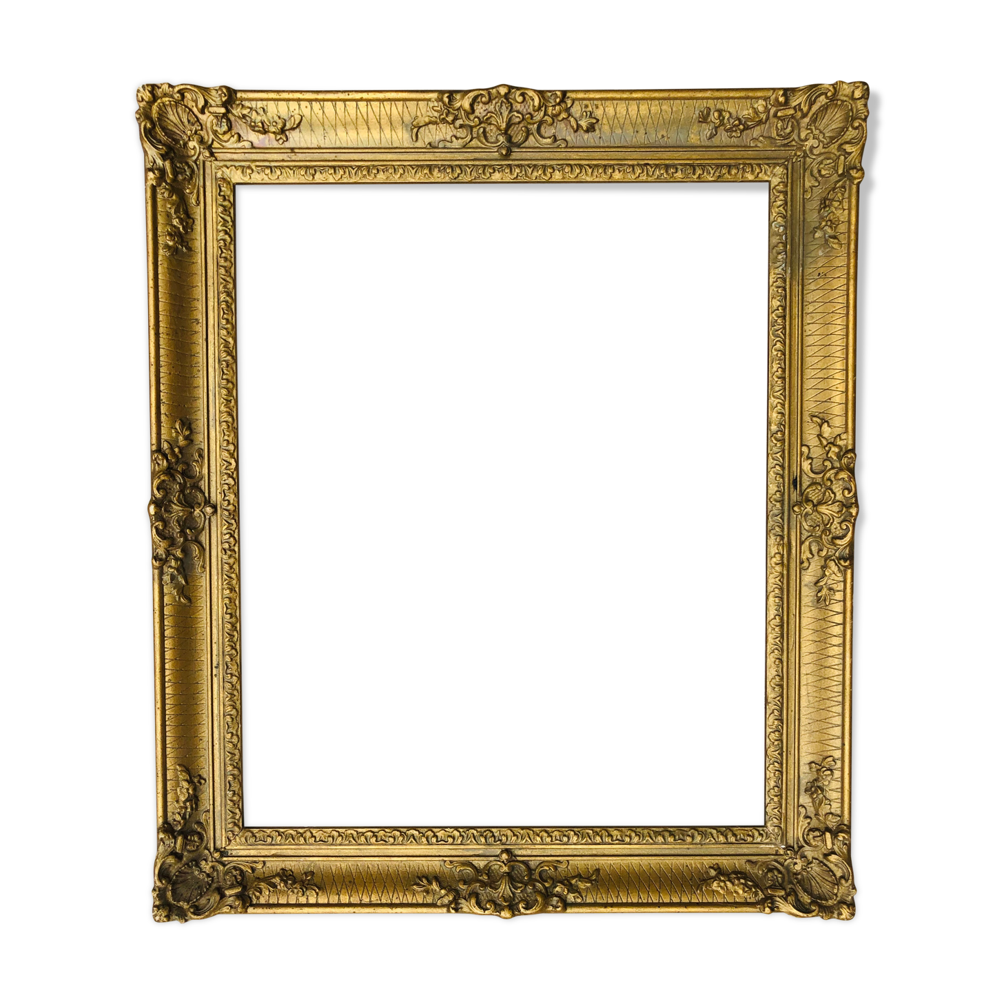 Cadre ancien en bois mouluré doré Selency