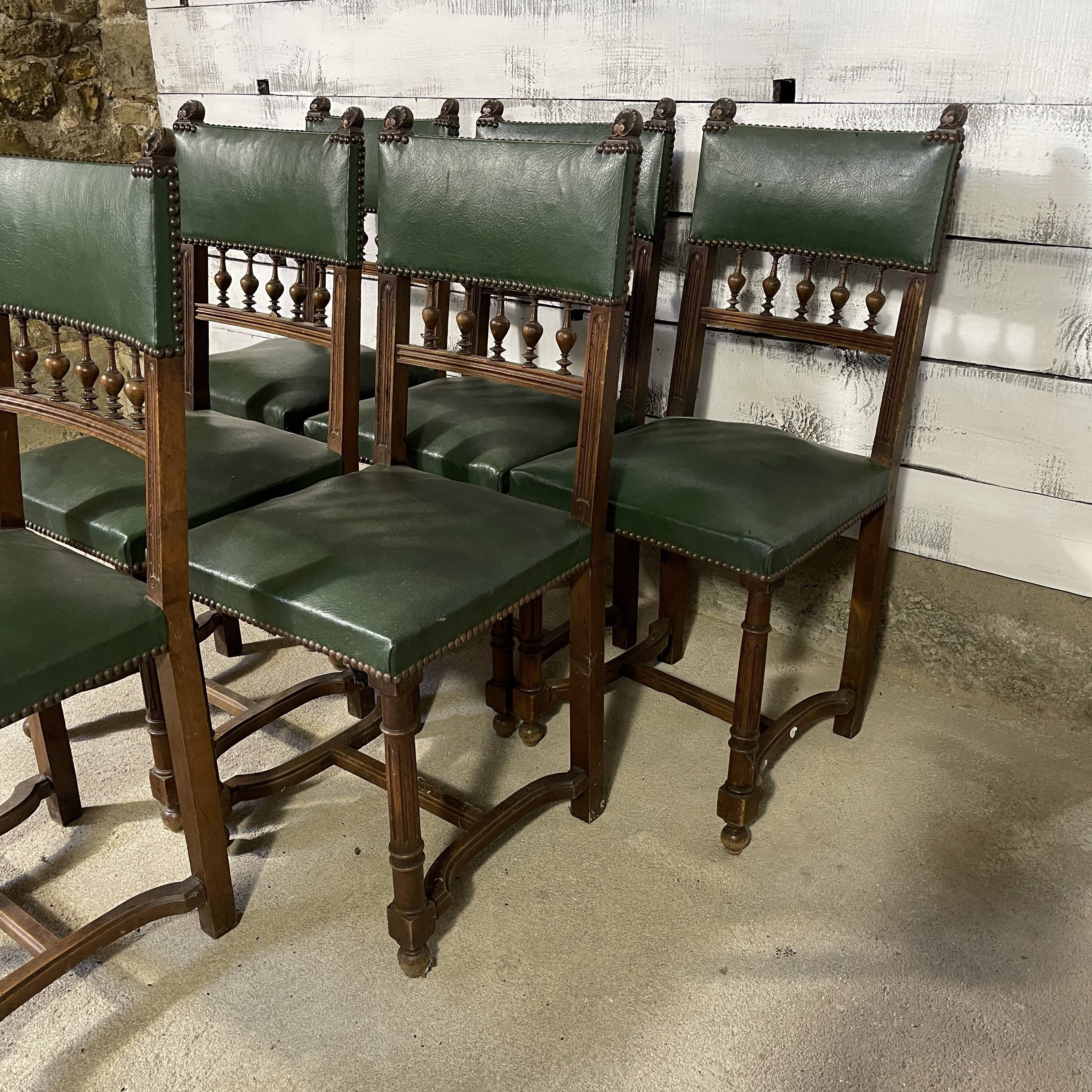 Series of 6 antique chairs