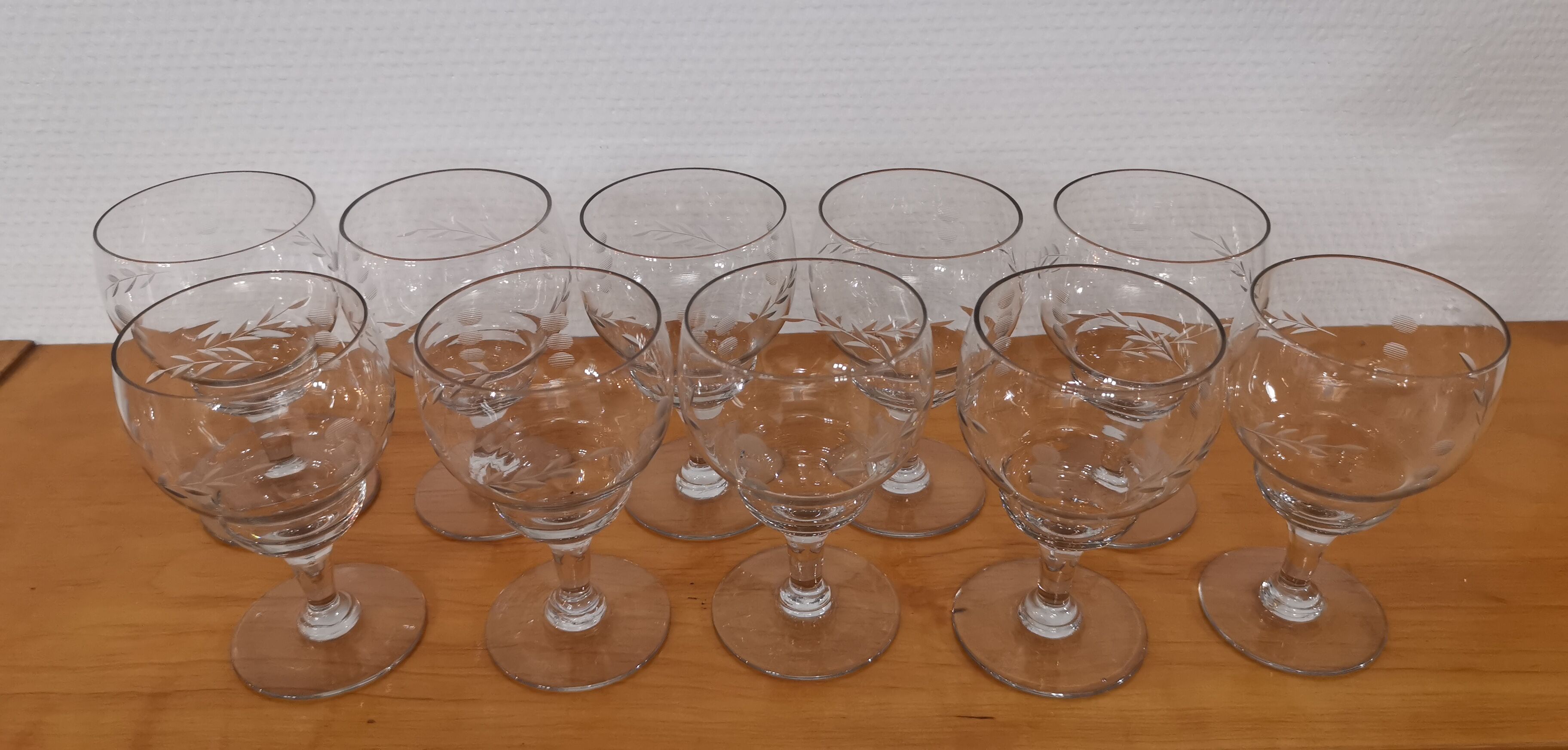 10 stemmed glasses "Cholet" art deco crystal year 1940