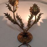 Golden wrought iron wall lamp France, 1970s