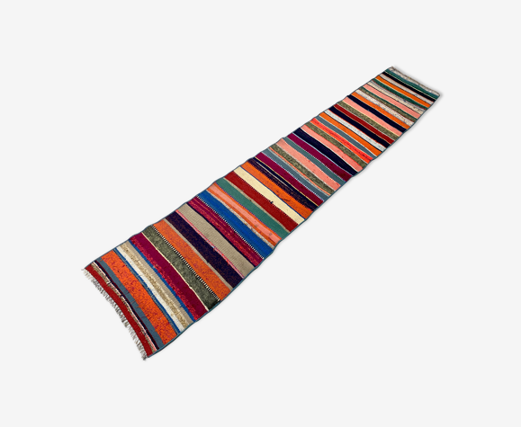 Tapis vieux kilim runner turc étroit 258x49 cm
