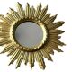 golden wooden sun mirror - 48 cm