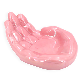 Empty hand pocket in pink iridescent ceramic, 70s