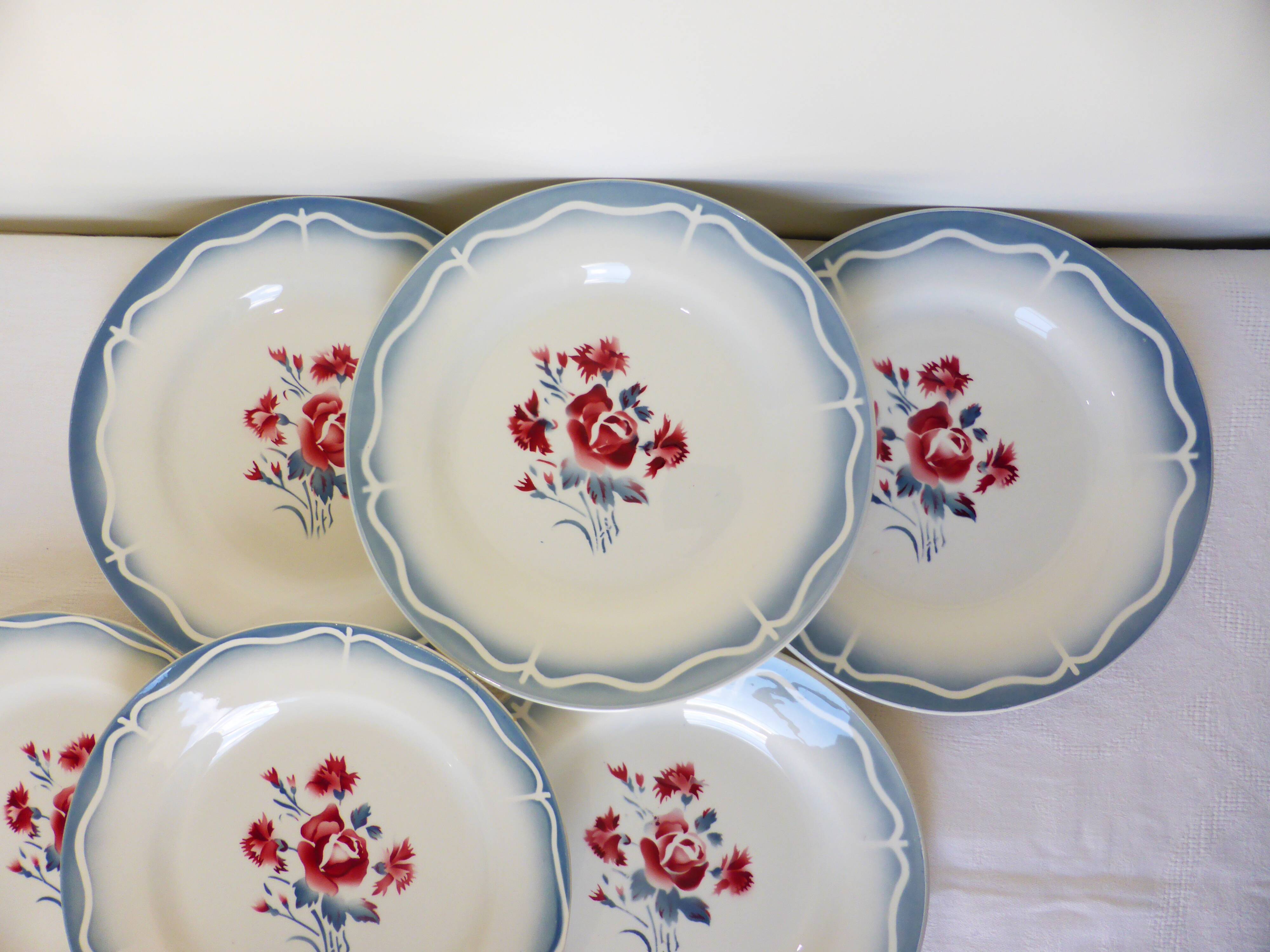 6 assiettes plates de Digoin Sarreguemines modèle Nina Rosa 210419