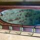 Walnut coat / towel holder 5 brass hooks 1900