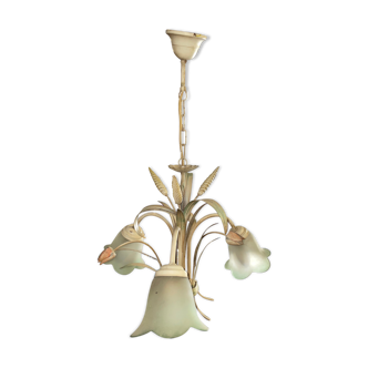 Flower painted metal chandelier