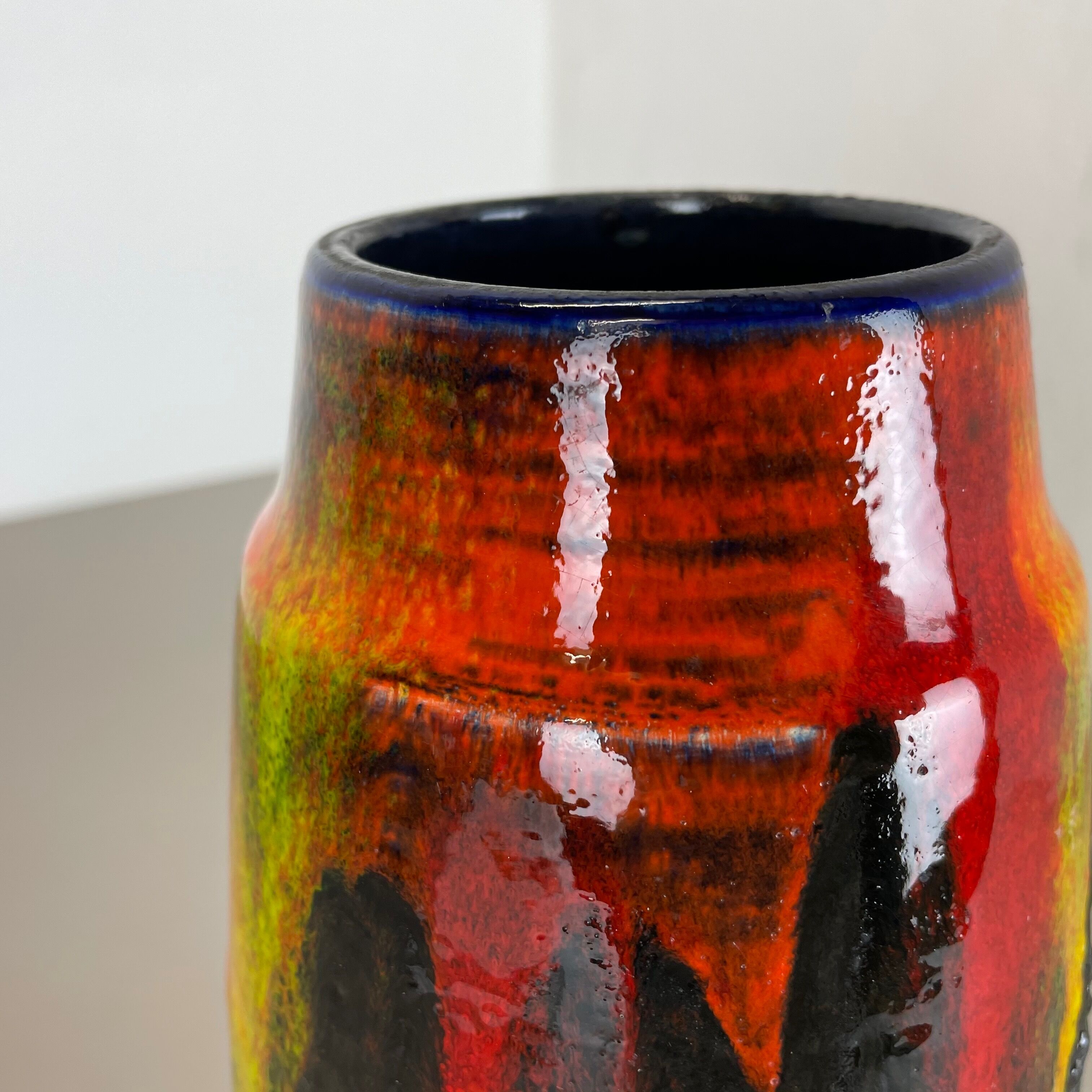 R fat lava multi-color vase scheurich, germany wgp, 1970s