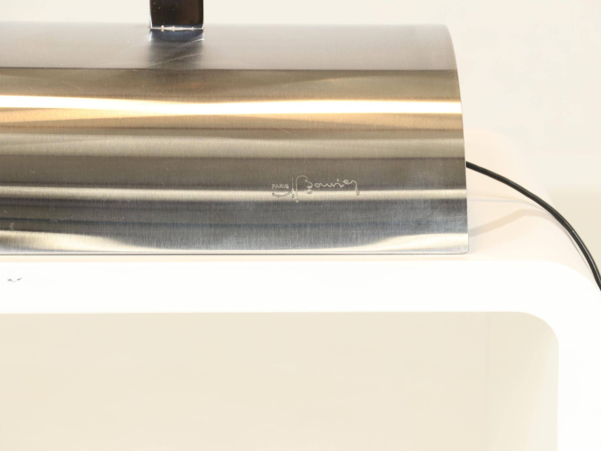 Rare Table Lamp in Stainless Steel by J. Bouvier, France, 1970s