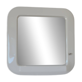Miroir mural carré avec étagère / Plastique blanc vintage style espace des années 1970