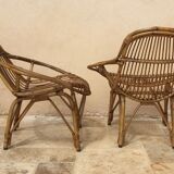 Pair of vintage rattan armchairs