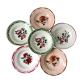 Set of 6 mismatched hollow plates Digoin Sarreguemines years 30-40