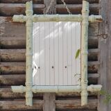 Patinated bamboo mirror