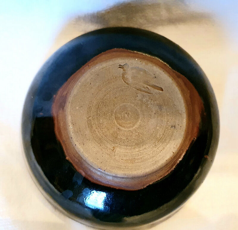 Blue glazed terracotta bowl