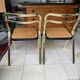 2 ribbed folding chairs CIDUE in gold chrome