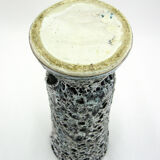 Matte ceramic vase - black and white Fat Lava décor - Annette Roux Vallauris - vintage 60s