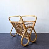 Vintage rattan magazine rack, The Netherlands 1960's