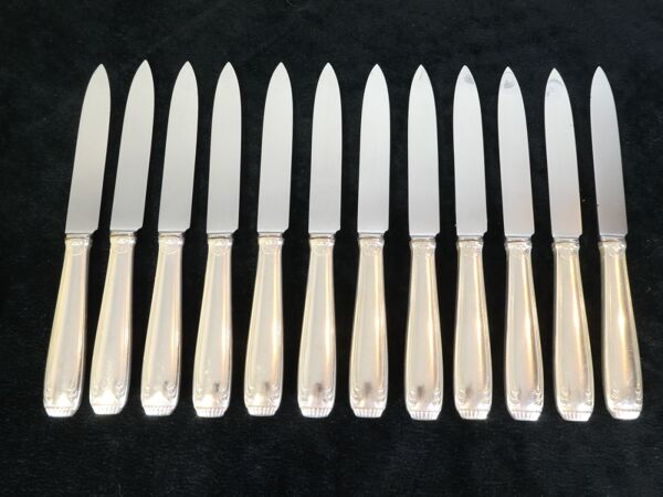 Set De 12 Couteaux A Dessert Boulenger En metal Argenté Lame Inox Modele Regence Berry