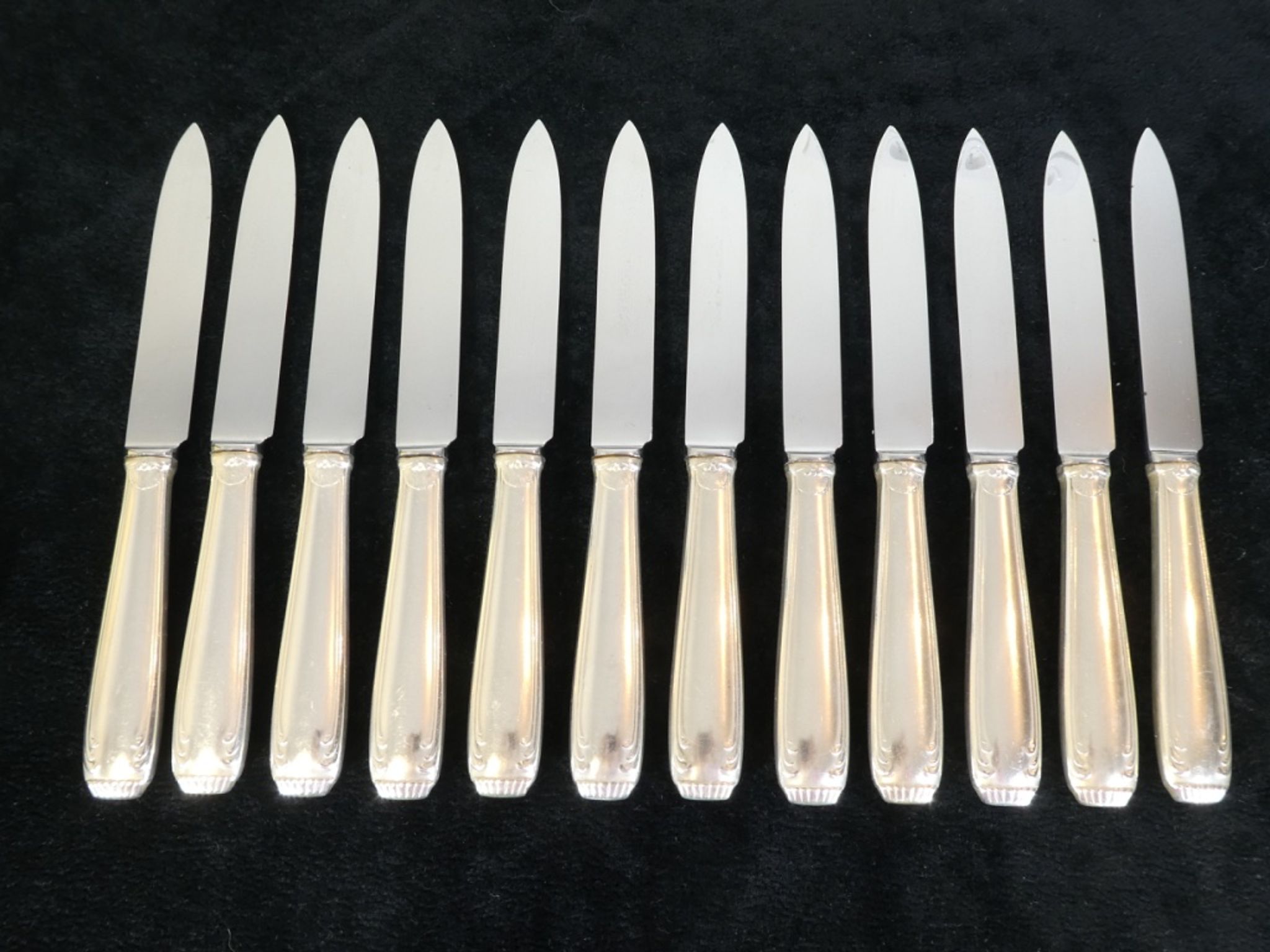 12 dessert knives Boulenger in silver metal stainless steel blade modele regence berry