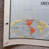 Old physical map American continent Vidal-Lablache